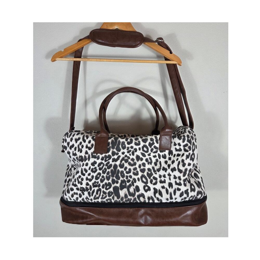 My Mealivos Animal Print Canvas Faux Leather Weekender Bag XL Travel